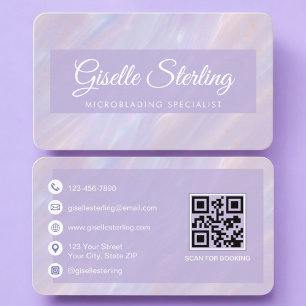 Cartão De Visita Microblading Código QR Iridescente Profissional