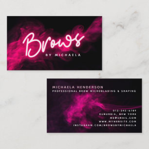 Cartão De Visita Microblading/Modelagem de Sobrancelhas Rosa Neon e