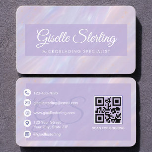 Cartão De Visita Microblading Opala Iridescente Código QR
