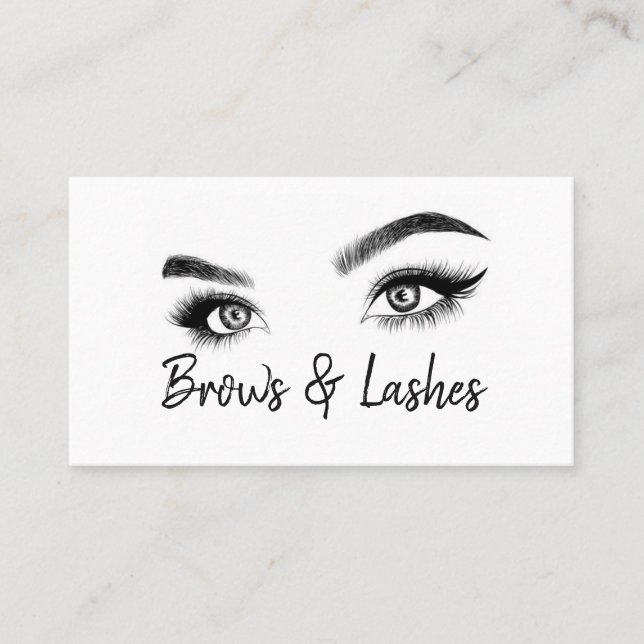 Cartão De Visita Microbordação Brows & Lashes, Extensões Eyelash (Frente)