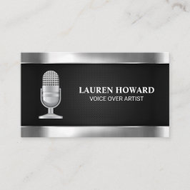 Cartão De Visita Microfone Metálico | Malha Preta