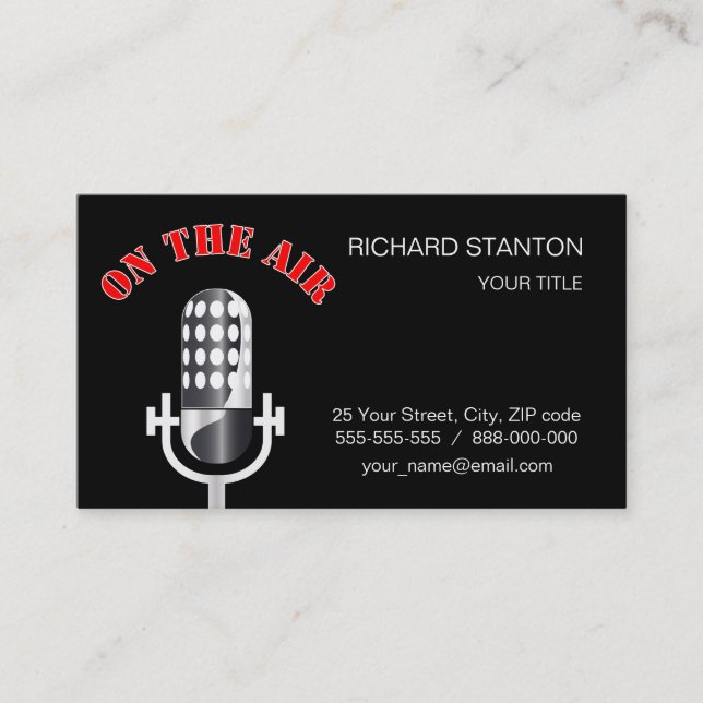 Cartão De Visita Microfone Vintage (Frente)