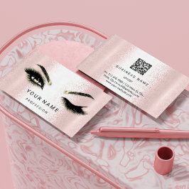 Cartão De Visita Microlâmina de Eyelash. Pó cor-de-rosa do logotipo