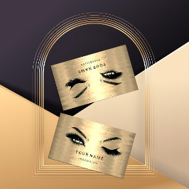 Cartão De Visita Microlâmina de Eyelash. QR CODE Logótipo Faux Dour