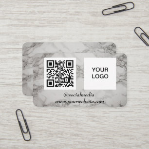 Cartão De Visita Mídia social Código QR Marble Logotipo de empresa