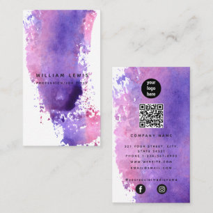 Cartão De Visita Mídia social com código QR minimalista de cor d'ág