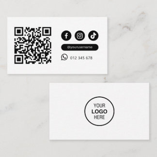 Cartão De Visita Mídia social com código Qr minimalista moderno - b