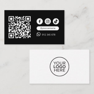 Cartão De Visita Mídia social com código Qr minimalista moderno - b