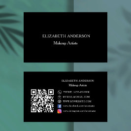 Cartão De Visita Mídia social de código Qr minimalista preto