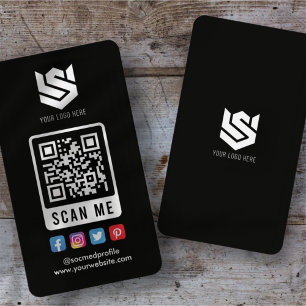 Cartão De Visita Mídia social Digitalize-me o logotipo de código QR