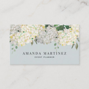Cartão De Visita Mídia social Dusty Blue & White Hydrangea