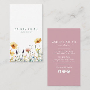 Cartão De Visita Mídia social Dusty Rosa Wildflower