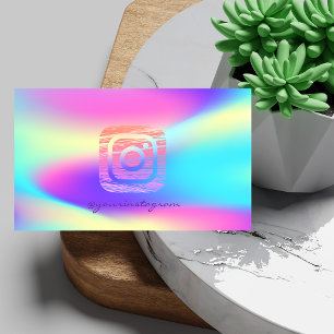 Cartão De Visita Mídia Social Instagram Ombre Holográfico Legal