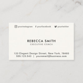 Cartão De Visita Mídia social mínima profissional negra/marfim