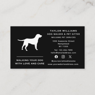 Cartão De Visita Mídia Social, Negra E Cachorro Branco, Pet Sitter