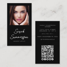 Mídia Social QR Foto Maquiagem Preto Branco