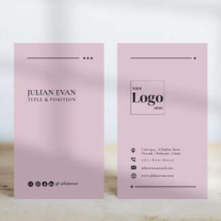 Cartão De Visita Mídia Social Rosa Moderna Vinculada