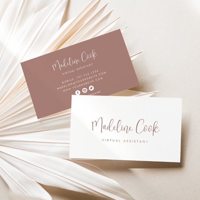 Cartão De Visita Mídia Social Simples de Terracotta Calliografia (Criador carregado)