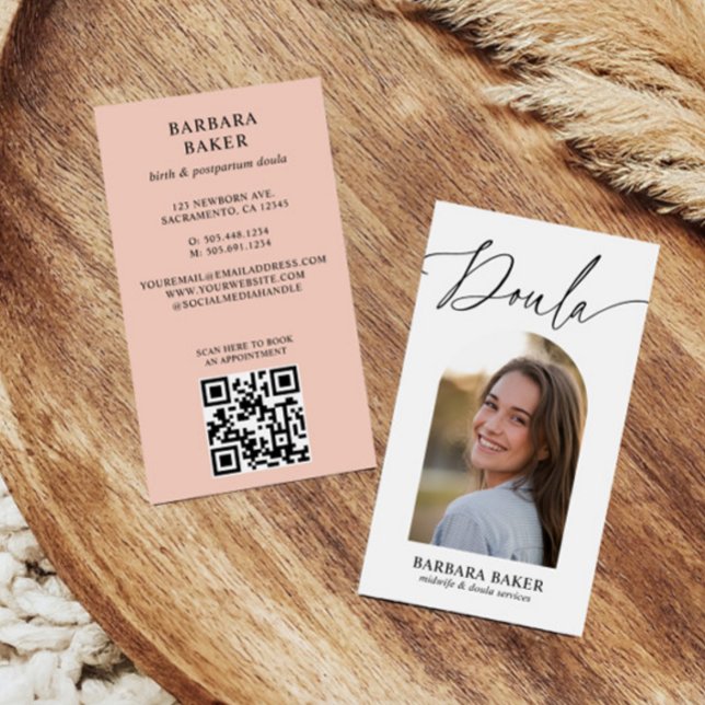 Cartão De Visita Midwife Birth Postpartum  Doula Photo Arch QR CODE (Criador carregado)