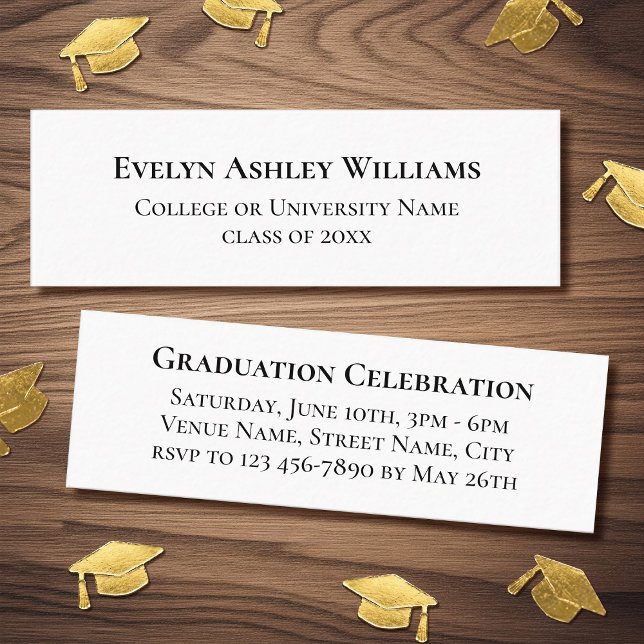 Cartão De Visita Mini 2026 Classic Graduation Invitation Insert Cards (Criador carregado)