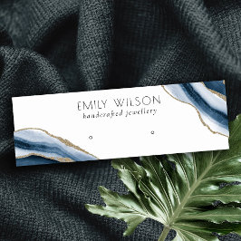 Cartão De Visita Mini Abstrato Agate Marinho  - Tela azul Dourada do ret