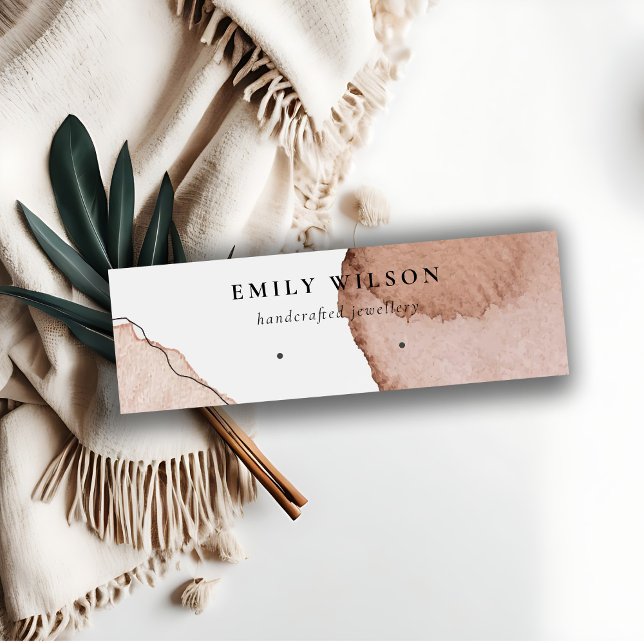 Cartão De Visita Mini Abstrato Beige Brown Watercolor Display (Criador carregado)