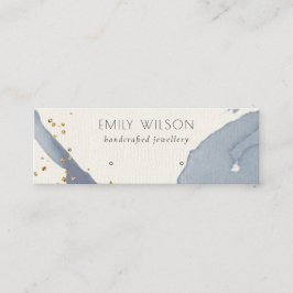 Cartão De Visita Mini Abstrato Dourado Indígo Azul com Vista de Orelha