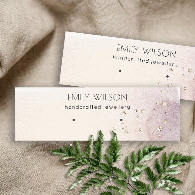 Cartão De Visita Mini Abstrato Dourado Vídeo de Aquarela Roxo (Criador carregado)