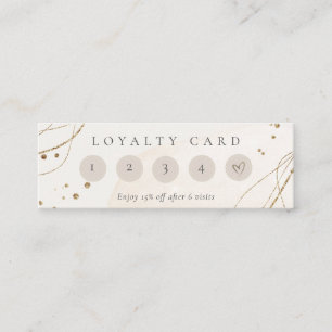 Cartão De Visita Mini Abstrato Glitter Ivory Dourado 5 Punch Loyalties