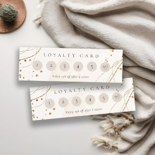 Cartão De Visita Mini Abstrato Glitter Ivory Dourado 6 Punch Loyalty Min