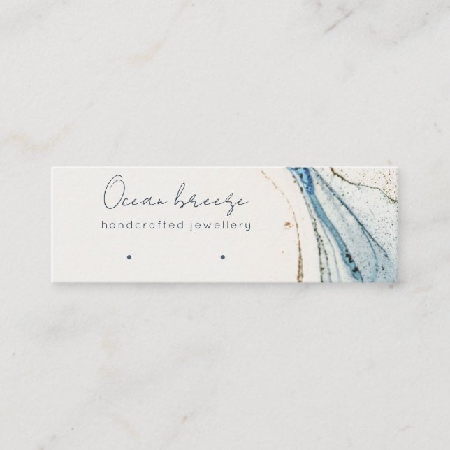 Cartão De Visita Mini Abstrato Watercolor Blue Dourado Holder (Frente)