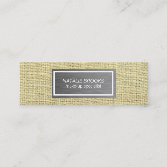 Cartão De Visita Mini Aço escovado de metal e linen (Frente)