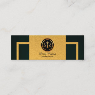 Cartão De Visita Mini Advogado Dourado vertical da beira do Grunge verde