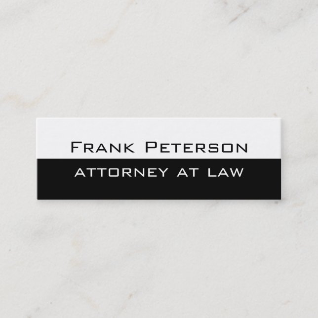 Cartão De Visita Mini Advogado moderno minimalista negro (Frente)