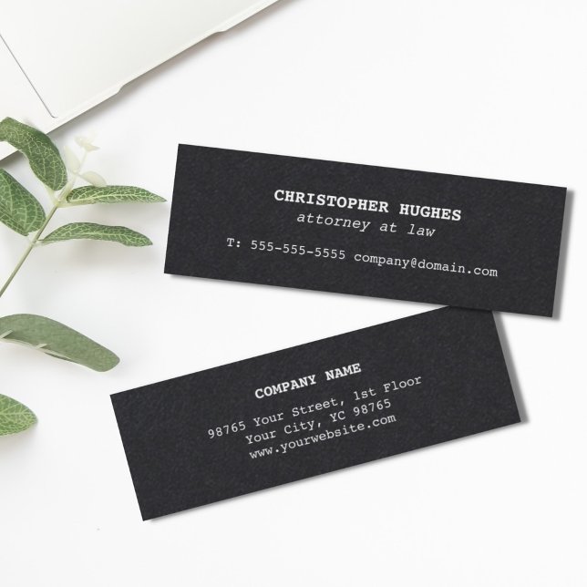 Cartão De Visita Mini Advogado negro branco mínimo simples e elegante (Criador carregado)