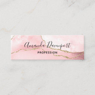 Cartão De Visita Mini Agate cor-de-rosa com fita Dourada elegante