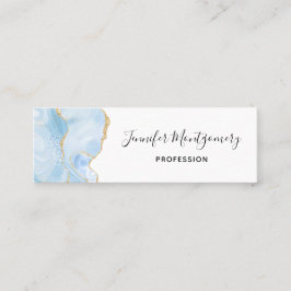 Cartão De Visita Mini Agato Azul Legal Elegante com Faixa Brilhante Dour