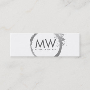 Cartão De Visita Mini Anel prateado na moda Faux com monograma chic