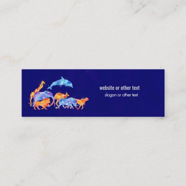 Cartão De Visita Mini Animais Selvagens Com Aquarela Colorida (Frente)