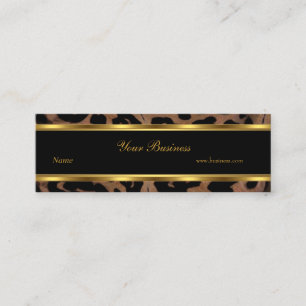 Cartão De Visita Mini Animal Dourado Faixa Preta Elegante Chique Magro