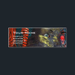 Cartão De Visita Mini ARES CYBORG PORTRAIT Red Yellow Science Fiction<br><div class="desc">Retrato de personagem ciborgue com reflexões incríveis em cromo metálico sob o céu vermelho do nosso Filme 3D Hyperion World . ARES:Cyborg da Hyperion,  um quadro de animação. Baldesign3d (c)</div>