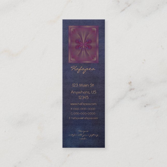 Cartão De Visita Mini Arte abstracta roxa da borboleta (Frente)