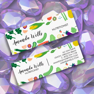 Cartão De Visita Mini Arte Única de Vegetais do Treinador Nutricional