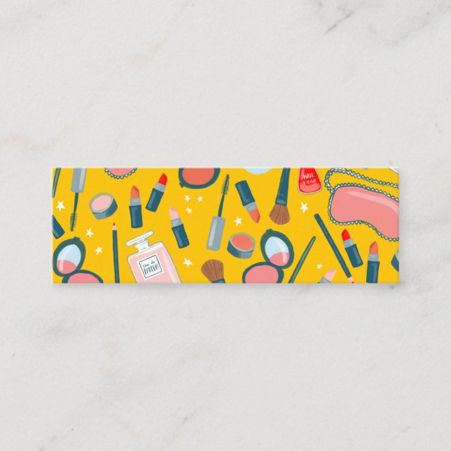 Cartão De Visita Mini Artista de maquiagem de beleza vítrea azul amarelo (Frente)