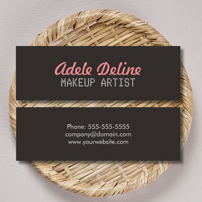 Cartão De Visita Mini Artista de Maquiagem de Rosa de Cinza Chic Minimal (Criador carregado)