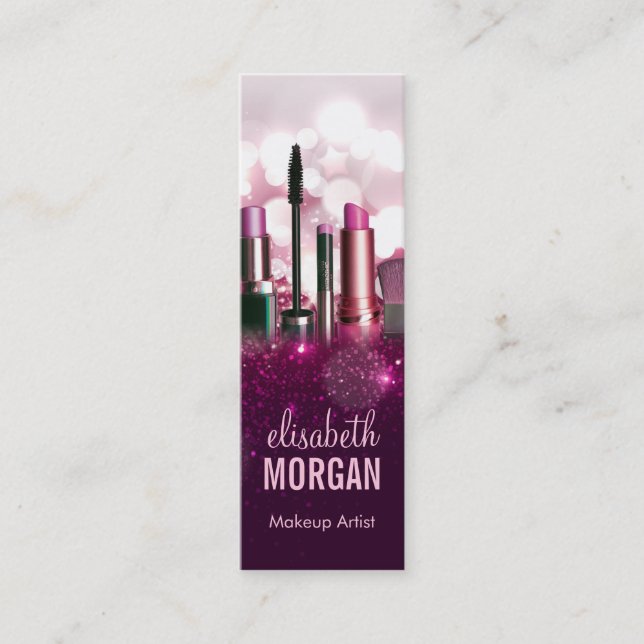 Cartão De Visita Mini Artista Makeup - Compacto Minúsculo brilhante de B (Frente)