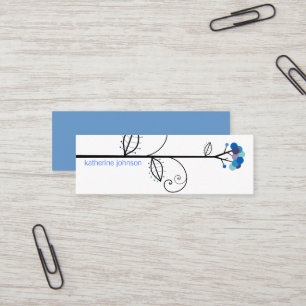 Cartão De Visita Mini Árvore de Sangue Whimsical Azure Blue Dots Colorir