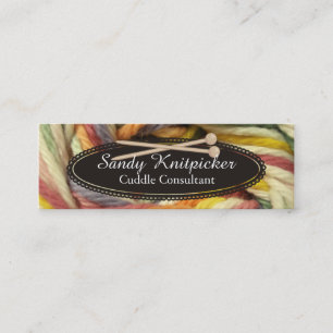 Cartão De Visita Mini As agulhas de confecção de malhas do fio crochet o