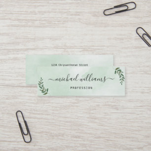 Cartão De Visita Mini Assinatura de script de estilista verde de cores a