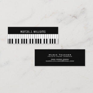 Cartão De Visita Mini Aulas de Piano Professor de Música Preto